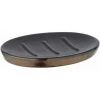 WENKO Porte Savon Céramique, Porte Savon Brandol, Céramique, 10x1,5x12 Cm, Noir - Cuivre