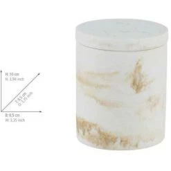 WENKO Boite Rangement Salle De Bain Avec Couvercle Odos, Petite Boite De Rangement, Polyrésine Effet Marbre Doré, Ø 8,5 X 10 Cm, Blanc - Doré 7 WENKO Boite Rangement Salle De Bain Avec Couvercle Odos, Petite Boite De Rangement, Polyrésine Effet Marbre Doré, Ø 8,5 X 10 Cm, Blanc - Doré -WENKO Soldes 18940378 3