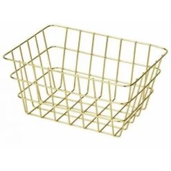 WENKO Corbeille De Rangement Métallique Viana, Panier De Rangement Pour La Salle De Bain Et La Cuisine, Métal, 18x25x12 Cm, Doré