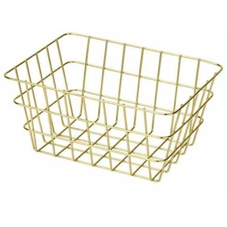 WENKO Corbeille De Rangement Métallique Viana, Panier De Rangement Pour La Salle De Bain Et La Cuisine, Métal, 18x25x12 Cm, Doré 3 WENKO Corbeille De Rangement Métallique Viana, Panier De Rangement Pour La Salle De Bain Et La Cuisine, Métal, 18x25x12 Cm, Doré