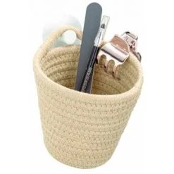 WENKO Panier De Rangement Rond à Poser Ou Suspendre Soria, Petit Rangement Salle De Bain, Polyester - Coton, 12.5x14.5x12 Cm, Beige 6 WENKO Panier De Rangement Rond à Poser Ou Suspendre Soria, Petit Rangement Salle De Bain, Polyester - Coton, 12.5x14.5x12 Cm, Beige -WENKO Soldes 18940420 2