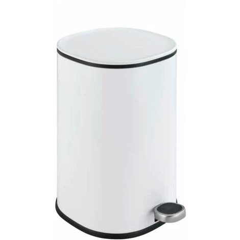 WENKO Petite Poubelle Salle De Bain Nant, Poubelle Salle De Bain à Pédale Avec Frein De Chute "Easy-Close", Capacité 5L, Acier Inox, 27,3x30x20,5 Cm, Blanc 3 WENKO Petite Poubelle Salle De Bain Nant, Poubelle Salle De Bain à Pédale Avec Frein De Chute "Easy-Close", Capacité 5L, Acier Inox, 27,3x30x20,5 Cm, Blanc