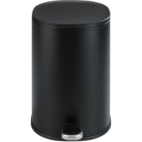WENKO Petite Poubelle Salle De Bain Nant, Poubelle Salle De Bain à Pédale Avec Frein De Chute "Easy-Close", Capacité 5L, Acier Inox, 27,3x30x20,5 Cm, Noir 3 WENKO Petite Poubelle Salle De Bain Nant, Poubelle Salle De Bain à Pédale Avec Frein De Chute "Easy-Close", Capacité 5L, Acier Inox, 27,3x30x20,5 Cm, Noir