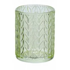 WENKO Support Brosse à Dent Vetro, Gobelet Salle De Bain, Porte Brosse à Dent En Verre à Relief, Verre, 7,5x10x7,5 Cm, Vert Transparent