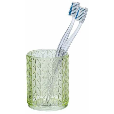 WENKO Support Brosse à Dent Vetro, Gobelet Salle De Bain, Porte Brosse à Dent En Verre à Relief, Verre, 7,5x10x7,5 Cm, Vert Transparent 5 WENKO Support Brosse à Dent Vetro, Gobelet Salle De Bain, Porte Brosse à Dent En Verre à Relief, Verre, 7,5x10x7,5 Cm, Vert Transparent – Image 3