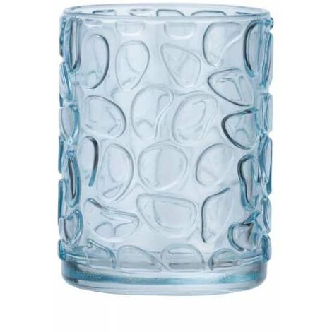 WENKO Porte Brosse à Dent Vetro, Gobelet Salle De Bain En Verre à Relief, Verre, 7,5x10x7,5 Cm, Bleu Transparent 3 WENKO Porte Brosse à Dent Vetro, Gobelet Salle De Bain En Verre à Relief, Verre, 7,5x10x7,5 Cm, Bleu Transparent