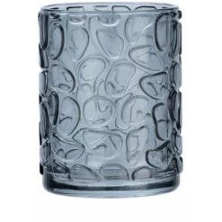 WENKO Support Brosse à Dent Vetro, Gobelet Salle De Bain, Porte Brosse à Dent En Verre à Relief, Verre, 7,5x10x7,5 Cm, Gris Transparent