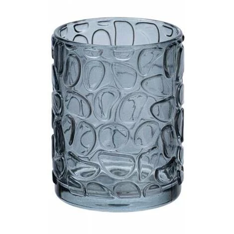 WENKO Support Brosse à Dent Vetro, Gobelet Salle De Bain, Porte Brosse à Dent En Verre à Relief, Verre, 7,5x10x7,5 Cm, Gris Transparent 4 WENKO Support Brosse à Dent Vetro, Gobelet Salle De Bain, Porte Brosse à Dent En Verre à Relief, Verre, 7,5x10x7,5 Cm, Gris Transparent – Image 2
