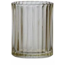 WENKO Support Brosse à Dent Vetro, Gobelet Salle De Bain, Porte Brosse à Dent En Verre à Relief, Verre, 7,5x10x7,5 Cm, Marron Transparent