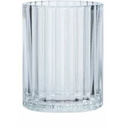 WENKO Porte Brosse à Dent Vetro, Gobelet Salle De Bain En Verre à Relief, Verre, 7,5x10x7,5 Cm, Transparent