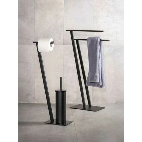WENKO Porte Serviette Lirio, Porte Serviettes Salle De Bain Sur Pied , Acier Verni, 20x76,5x40 Cm, Noir Mat 6 WENKO Porte Serviette Lirio, Porte Serviettes Salle De Bain Sur Pied , Acier Verni, 20x76,5x40 Cm, Noir Mat – Image 4