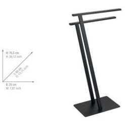 WENKO Porte Serviette Lirio, Porte Serviettes Salle De Bain Sur Pied , Acier Verni, 20x76,5x40 Cm, Noir Mat 11 WENKO Porte Serviette Lirio, Porte Serviettes Salle De Bain Sur Pied , Acier Verni, 20x76,5x40 Cm, Noir Mat -WENKO Soldes 18940469 5