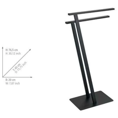 WENKO Porte Serviette Lirio, Porte Serviettes Salle De Bain Sur Pied , Acier Verni, 20x76,5x40 Cm, Noir Mat 7 WENKO Porte Serviette Lirio, Porte Serviettes Salle De Bain Sur Pied , Acier Verni, 20x76,5x40 Cm, Noir Mat – Image 5