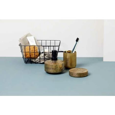 WENKO Gobelet Salle De Bain Rivara, Porte Brosse à Dent, Céramique à Relief Peint à La Main, Ø 7,5 X 9,5 Cm, Doré 5 WENKO Gobelet Salle De Bain Rivara, Porte Brosse à Dent, Céramique à Relief Peint à La Main, Ø 7,5 X 9,5 Cm, Doré – Image 3