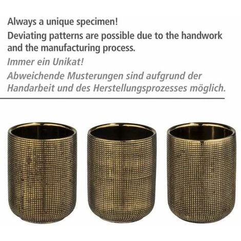 WENKO Brosse WC Rivara, Brosse WC Noire, Céramique à Relief Peint à La Main, Ø 11,5 X 12,7 Cm, Doré 5 WENKO Brosse WC Rivara, Brosse WC Noire, Céramique à Relief Peint à La Main, Ø 11,5 X 12,7 Cm, Doré – Image 3