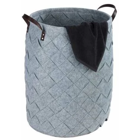 WENKO Panier à Linge Tressé Trovo, Panier à Linge Sale Avec Poignée De Transport, Grande Capacité De Rangement De 75L, Polyester Effet Feutre De Haute Qualité, Ø 40x60 Cm, Gris 4 WENKO Panier à Linge Tressé Trovo, Panier à Linge Sale Avec Poignée De Transport, Grande Capacité De Rangement De 75L, Polyester Effet Feutre De Haute Qualité, Ø 40x60 Cm, Gris – Image 2