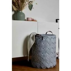 WENKO Panier à Linge Tressé Trovo, Panier à Linge Sale Avec Poignée De Transport, Grande Capacité De Rangement De 75L, Polyester Effet Feutre De Haute Qualité, Ø 40x60 Cm, Gris 9 WENKO Panier à Linge Tressé Trovo, Panier à Linge Sale Avec Poignée De Transport, Grande Capacité De Rangement De 75L, Polyester Effet Feutre De Haute Qualité, Ø 40x60 Cm, Gris -WENKO Soldes 18940496 3