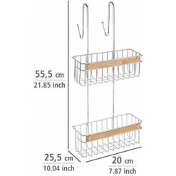 WENKO Étagère De Douche à Suspendre Zerbo, 2 Paniers De Douche Pour Les Accessoires De Salle De Bain, Fixation Sans Perçage, Acier Inoxydable - Bambou, 20x55,5x25,5 Cm, Brillant - Marron 10 WENKO Étagère De Douche à Suspendre Zerbo, 2 Paniers De Douche Pour Les Accessoires De Salle De Bain, Fixation Sans Perçage, Acier Inoxydable - Bambou, 20x55,5x25,5 Cm, Brillant - Marron -WENKO Soldes 18940501 4