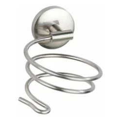 WENKO Support Sèche Cheveux Mural Cuba, Porte Sèche Cheveux Mural, Zinc Inox, 10x8x14 Cm, Mat