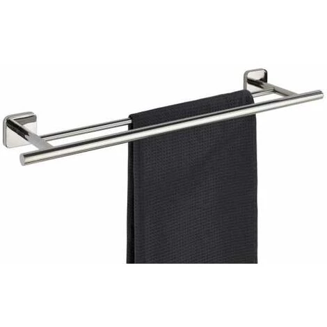 WENKO Porte Serviettes Salle De Bain Mural Duo Mezzano, 2 Barres Porte Serviettes, Fixation Murale, Acier Inox, 60x5,5x14 Cm, Brillant 6 WENKO Porte Serviettes Salle De Bain Mural Duo Mezzano, 2 Barres Porte Serviettes, Fixation Murale, Acier Inox, 60x5,5x14 Cm, Brillant – Image 4