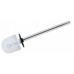 WENKO Brosse WC Blanche De Rechange, Brosse WC Avec Manche En Acier Inoxydable - Silicone, Ø 8x35 Cm, Blanc - Brillant