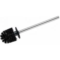 WENKO Brosse WC Noire De Rechange, Brosse WC Avec Manche En Acier Inoxydable - Silicone, Ø 8x35 Cm, Noir - Brillant