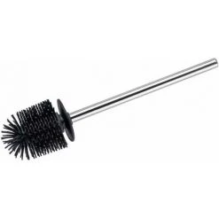 WENKO Brosse WC Silicone Noire De Rechange, Brosse WC Silicone Avec Manche En Acier Inoxydable - Silicone, Ø 7,5x35 Cm, Noir - Brillant