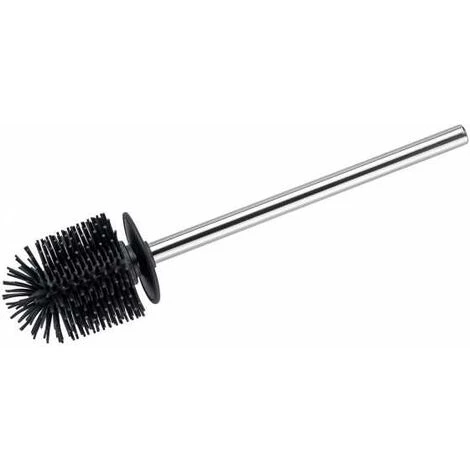 WENKO Brosse WC Silicone Noire De Rechange, Brosse WC Silicone Avec Manche En Acier Inoxydable - Silicone, Ø 7,5x35 Cm, Noir - Brillant 3 WENKO Brosse WC Silicone Noire De Rechange, Brosse WC Silicone Avec Manche En Acier Inoxydable - Silicone, Ø 7,5x35 Cm, Noir - Brillant