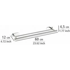 WENKO Porte Serviette Salle De Bain Mural Duo Orea, 2 Barres Porte Serviette Fixation Murale Sans Perçage Turbo-Loc®, Adhésif Extra Fort, Charge Jusqu'à 40kg, Acier Inox, 60x4,5x12 Cm, Brillant 10 WENKO Porte Serviette Salle De Bain Mural Duo Orea, 2 Barres Porte Serviette Fixation Murale Sans Perçage Turbo-Loc®, Adhésif Extra Fort, Charge Jusqu'à 40kg, Acier Inox, 60x4,5x12 Cm, Brillant -WENKO Soldes 18940579 4