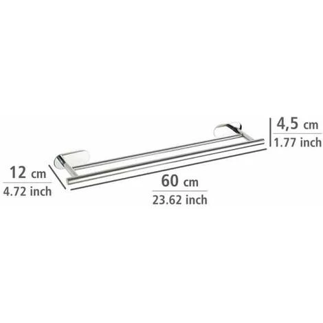 WENKO Porte Serviette Salle De Bain Mural Duo Orea, 2 Barres Porte Serviette Fixation Murale Sans Perçage Turbo-Loc®, Adhésif Extra Fort, Charge Jusqu'à 40kg, Acier Inox, 60x4,5x12 Cm, Brillant 6 WENKO Porte Serviette Salle De Bain Mural Duo Orea, 2 Barres Porte Serviette Fixation Murale Sans Perçage Turbo-Loc®, Adhésif Extra Fort, Charge Jusqu'à 40kg, Acier Inox, 60x4,5x12 Cm, Brillant – Image 4