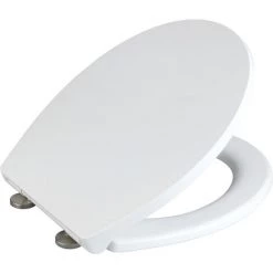 WENKO Abattant WC Avec Frein De Chute 'Easy Close' Ostuni, Abattant WC Clipsable Fix Clip Avec Fixation Inox, Capacité De Charge Jusqu'à 300kg, Thermoplastique, 37 X 44,5 Cm, Blanc