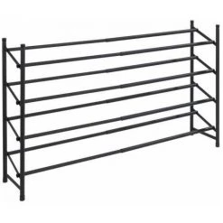 WENKO Étagère à Chaussures Télescopique Antidérapante Hero, Rangement Chaussures Pour 24 Paires, Empilable, Métal, 62-115 X 68 X 26 Cm, Noir