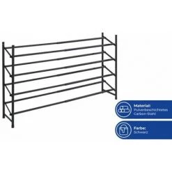 WENKO Étagère à Chaussures Télescopique Antidérapante Hero, Rangement Chaussures Pour 24 Paires, Empilable, Métal, 62-115 X 68 X 26 Cm, Noir -WENKO Soldes 18940636 4