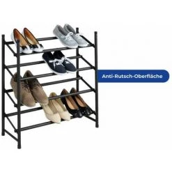 WENKO Étagère à Chaussures Télescopique Antidérapante Hero, Rangement Chaussures Pour 24 Paires, Empilable, Métal, 62-115 X 68 X 26 Cm, Noir -WENKO Soldes 18940636 5