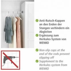 WENKO Barre Penderie Extensible Herkules, Barre Penderie Sans Perçage, Tringle à Vêtements Télescopique, Fixation Par Torsion à Fixer Entre Deux Murs Ou Dans Un Placard, Métal, 8x47-80x4,5 Cm, Blanc 9 WENKO Barre Penderie Extensible Herkules, Barre Penderie Sans Perçage, Tringle à Vêtements Télescopique, Fixation Par Torsion à Fixer Entre Deux Murs Ou Dans Un Placard, Métal, 8x47-80x4,5 Cm, Blanc -WENKO Soldes 18940641 3