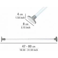 WENKO Barre Penderie Extensible Herkules, Barre Penderie Sans Perçage, Tringle à Vêtements Télescopique, Fixation Par Torsion à Fixer Entre Deux Murs Ou Dans Un Placard, Métal, 8x47-80x4,5 Cm, Blanc 10 WENKO Barre Penderie Extensible Herkules, Barre Penderie Sans Perçage, Tringle à Vêtements Télescopique, Fixation Par Torsion à Fixer Entre Deux Murs Ou Dans Un Placard, Métal, 8x47-80x4,5 Cm, Blanc -WENKO Soldes 18940641 4