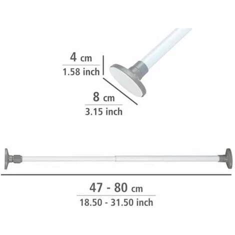 WENKO Barre Penderie Extensible Herkules, Barre Penderie Sans Perçage, Tringle à Vêtements Télescopique, Fixation Par Torsion à Fixer Entre Deux Murs Ou Dans Un Placard, Métal, 8x47-80x4,5 Cm, Blanc 6 WENKO Barre Penderie Extensible Herkules, Barre Penderie Sans Perçage, Tringle à Vêtements Télescopique, Fixation Par Torsion à Fixer Entre Deux Murs Ou Dans Un Placard, Métal, 8x47-80x4,5 Cm, Blanc – Image 4
