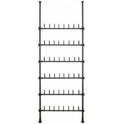 WENKO Porte-chaussures Herkules, Système De Rangement Télescopique Pour Chaussures, Jusqu'à 48 Paires De Chaussures, Fixation Sans Perçage Par Torsion, Métal, 94x165-300x9 Cm, Noir