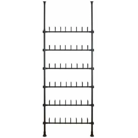 WENKO Porte-chaussures Herkules, Système De Rangement Télescopique Pour Chaussures, Jusqu'à 48 Paires De Chaussures, Fixation Sans Perçage Par Torsion, Métal, 94x165-300x9 Cm, Noir 3 WENKO Porte-chaussures Herkules, Système De Rangement Télescopique Pour Chaussures, Jusqu'à 48 Paires De Chaussures, Fixation Sans Perçage Par Torsion, Métal, 94x165-300x9 Cm, Noir