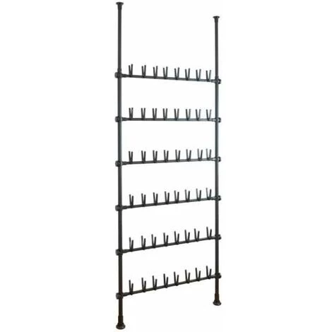 WENKO Porte-chaussures Herkules, Système De Rangement Télescopique Pour Chaussures, Jusqu'à 48 Paires De Chaussures, Fixation Sans Perçage Par Torsion, Métal, 94x165-300x9 Cm, Noir 4 WENKO Porte-chaussures Herkules, Système De Rangement Télescopique Pour Chaussures, Jusqu'à 48 Paires De Chaussures, Fixation Sans Perçage Par Torsion, Métal, 94x165-300x9 Cm, Noir – Image 2