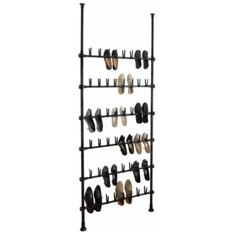 WENKO Porte-chaussures Herkules, Système De Rangement Télescopique Pour Chaussures, Jusqu'à 48 Paires De Chaussures, Fixation Sans Perçage Par Torsion, Métal, 94x165-300x9 Cm, Noir 6 WENKO Porte-chaussures Herkules, Système De Rangement Télescopique Pour Chaussures, Jusqu'à 48 Paires De Chaussures, Fixation Sans Perçage Par Torsion, Métal, 94x165-300x9 Cm, Noir – Image 4