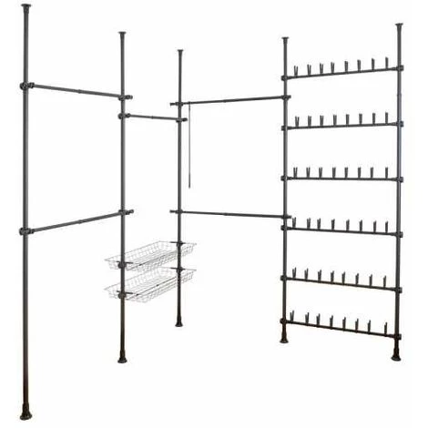 WENKO Porte-chaussures Herkules, Système De Rangement Télescopique Pour Chaussures, Jusqu'à 48 Paires De Chaussures, Fixation Sans Perçage Par Torsion, Métal, 94x165-300x9 Cm, Noir 7 WENKO Porte-chaussures Herkules, Système De Rangement Télescopique Pour Chaussures, Jusqu'à 48 Paires De Chaussures, Fixation Sans Perçage Par Torsion, Métal, 94x165-300x9 Cm, Noir – Image 5