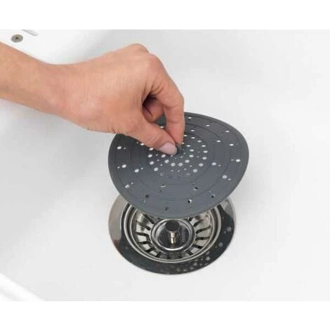 WENKO Grille Lavabo Silicone Sava, Filtre évier Cuisine Silicone, Filtre Les Résidus De Nourriture - Cheveux Et Protège Les Canalisations, Silicone, Ø 12x0,3 Cm, Gris 5 WENKO Grille Lavabo Silicone Sava, Filtre évier Cuisine Silicone, Filtre Les Résidus De Nourriture - Cheveux Et Protège Les Canalisations, Silicone, Ø 12x0,3 Cm, Gris – Image 3