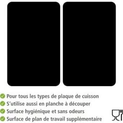 WENKO Protection Plaque De Cuisson, Couvre Plaque De Cuisson En Verre, Lot De 2, Verre Trempé, 30x52 Cm, Noir 9 WENKO Protection Plaque De Cuisson, Couvre Plaque De Cuisson En Verre, Lot De 2, Verre Trempé, 30x52 Cm, Noir -WENKO Soldes 18940664 3