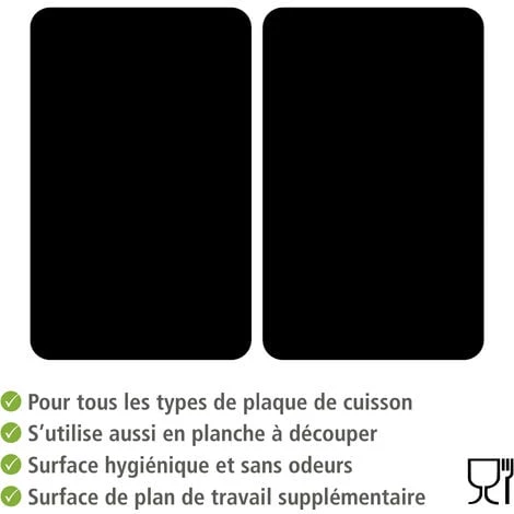 WENKO Protection Plaque De Cuisson, Couvre Plaque De Cuisson En Verre, Lot De 2, Verre Trempé, 30x52 Cm, Noir 5 WENKO Protection Plaque De Cuisson, Couvre Plaque De Cuisson En Verre, Lot De 2, Verre Trempé, 30x52 Cm, Noir – Image 3