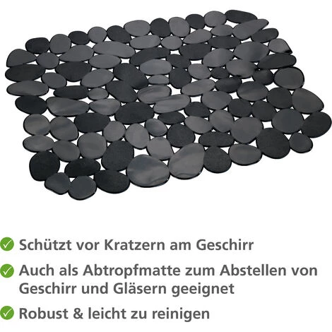 WENKO Fond D'évier Stone, Tapis D'évier De Protection Contre Les Rayures, Protection Vaisselle, Découpable, Plastique, 31 X 26 Cm, Noir 4 WENKO Fond D'évier Stone, Tapis D'évier De Protection Contre Les Rayures, Protection Vaisselle, Découpable, Plastique, 31 X 26 Cm, Noir – Image 2