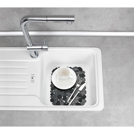 WENKO Fond D'évier Stone, Tapis D'évier De Protection Contre Les Rayures, Protection Vaisselle, Découpable, Plastique, 31 X 26 Cm, Noir 7 WENKO Fond D'évier Stone, Tapis D'évier De Protection Contre Les Rayures, Protection Vaisselle, Découpable, Plastique, 31 X 26 Cm, Noir – Image 5