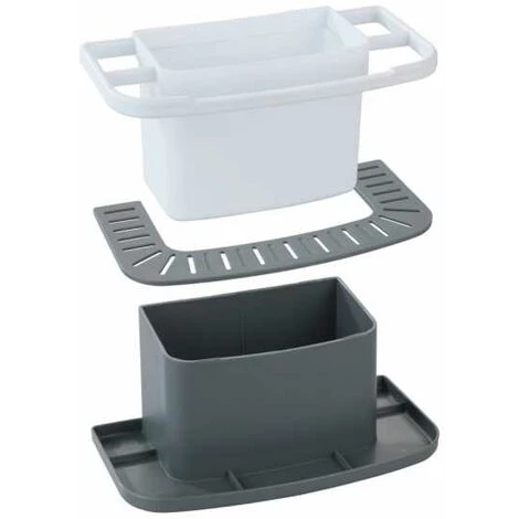 WENKO Porte éponge évier Cuisine Cosmo, Organiseur évier Avec Espace De Rangement Pour Le Liquide Vaisselle, L'éponge, Matière Plastique De Qualité Supérieure, 21x11x11,5 Cm, Gris 4 WENKO Porte éponge évier Cuisine Cosmo, Organiseur évier Avec Espace De Rangement Pour Le Liquide Vaisselle, L'éponge, Matière Plastique De Qualité Supérieure, 21x11x11,5 Cm, Gris – Image 2