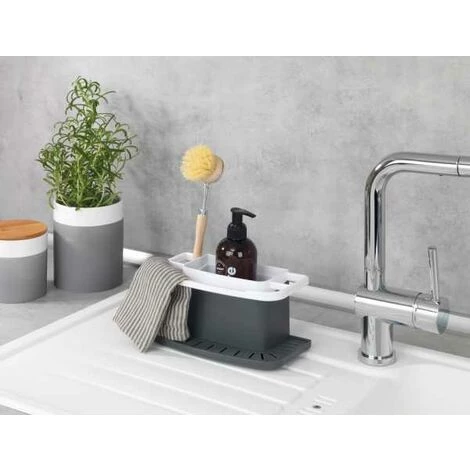 WENKO Porte éponge évier Cuisine Cosmo, Organiseur évier Avec Espace De Rangement Pour Le Liquide Vaisselle, L'éponge, Matière Plastique De Qualité Supérieure, 21x11x11,5 Cm, Gris 6 WENKO Porte éponge évier Cuisine Cosmo, Organiseur évier Avec Espace De Rangement Pour Le Liquide Vaisselle, L'éponge, Matière Plastique De Qualité Supérieure, 21x11x11,5 Cm, Gris – Image 4