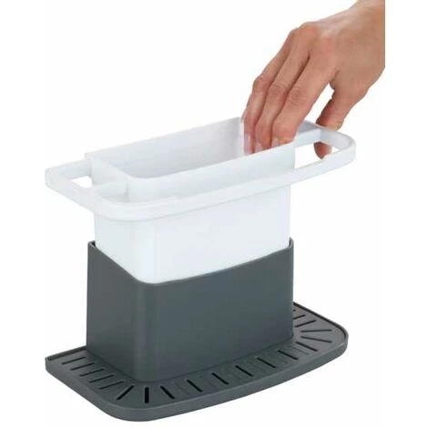 WENKO Porte éponge évier Cuisine Cosmo, Organiseur évier Avec Espace De Rangement Pour Le Liquide Vaisselle, L'éponge, Matière Plastique De Qualité Supérieure, 21x11x11,5 Cm, Gris 7 WENKO Porte éponge évier Cuisine Cosmo, Organiseur évier Avec Espace De Rangement Pour Le Liquide Vaisselle, L'éponge, Matière Plastique De Qualité Supérieure, 21x11x11,5 Cm, Gris – Image 5